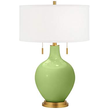 Color Plus Toby Brass 28" Modern Lime Rickey Green Table Lamp