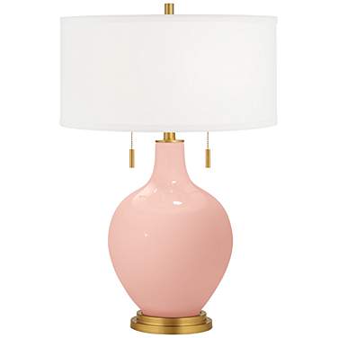 Color Plus Toby Brass Accents 28" High Rose Pink Table Lamp