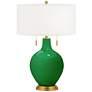 Color Plus Toby Brass and Envy Green Glass Table Lamp