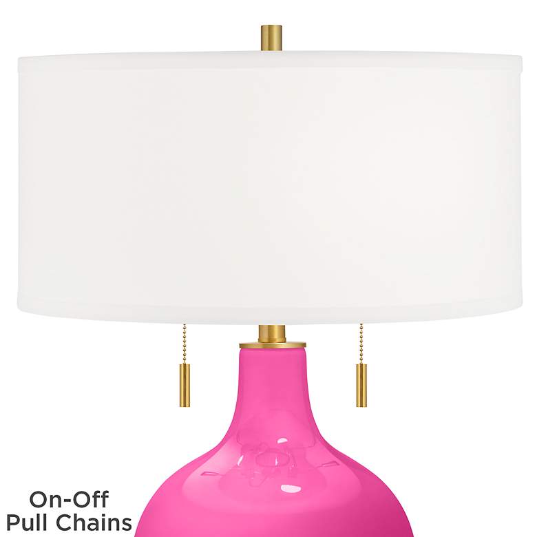 Image 2 Color Plus Toby Brass and Fuchsia Pink Glass Table Lamp more views