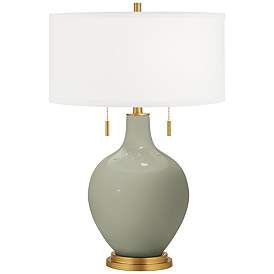 Image1 of Color Plus Toby Brass Evergreen Fog Green Table Lamp