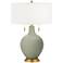 Color Plus Toby Brass Evergreen Fog Green Table Lamp