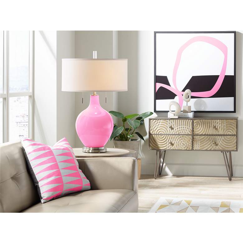 Image 3 Color Plus Toby Nickel 28 inch Candy Pink Table Lamp more views