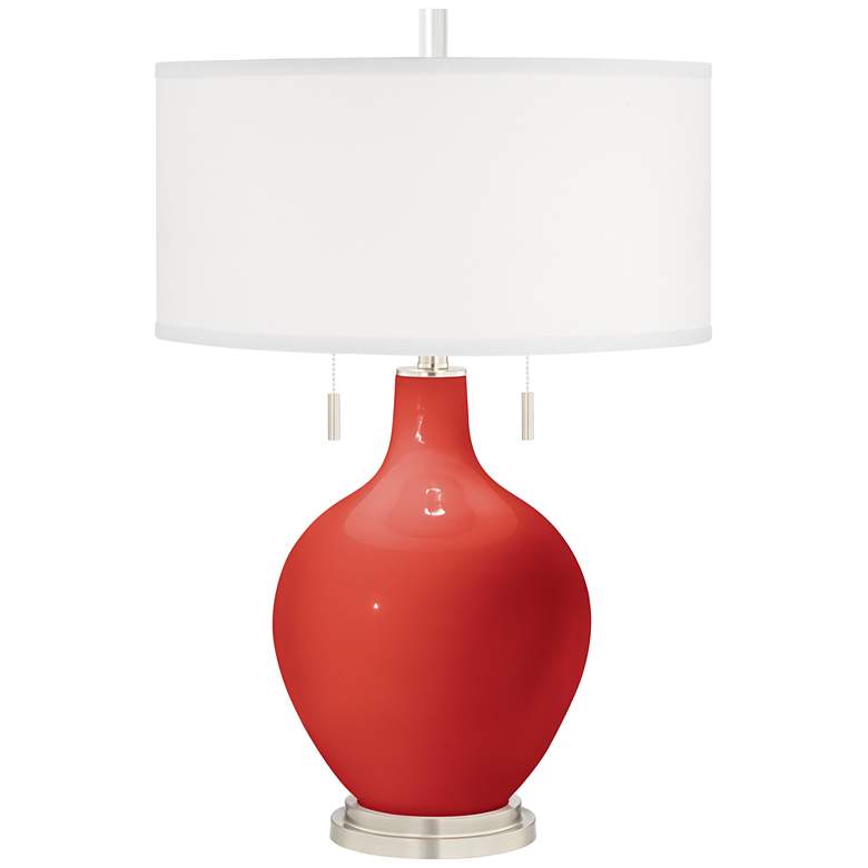 Image 2 Color Plus Toby Nickel 28 inch Cherry Tomato Red Table Lamp