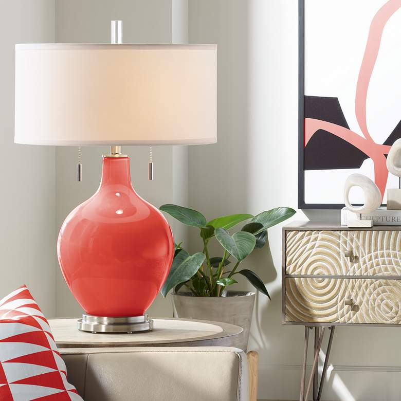 Image 1 Color Plus Toby Nickel 28" Cherry Tomato Red Table Lamp