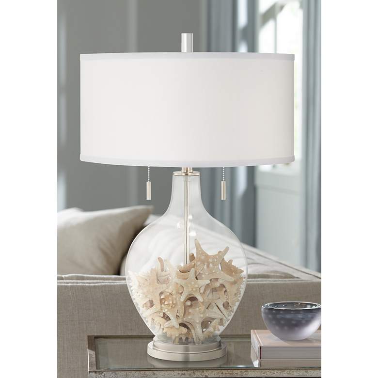 Image 1 Color Plus Toby Nickel 28" Clear Glass Fillable Table Lamp