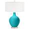 Color Plus Toby Nickel 28" Coastal Modern Surfer Blue Table Lamp