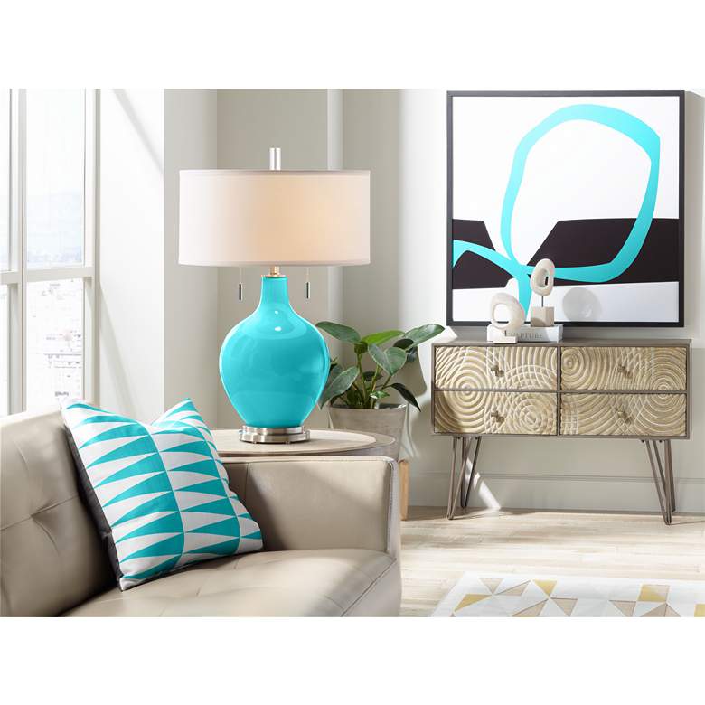 Image 3 Color Plus Toby Nickel 28 inch Coastal Modern Surfer Blue Table Lamp more views