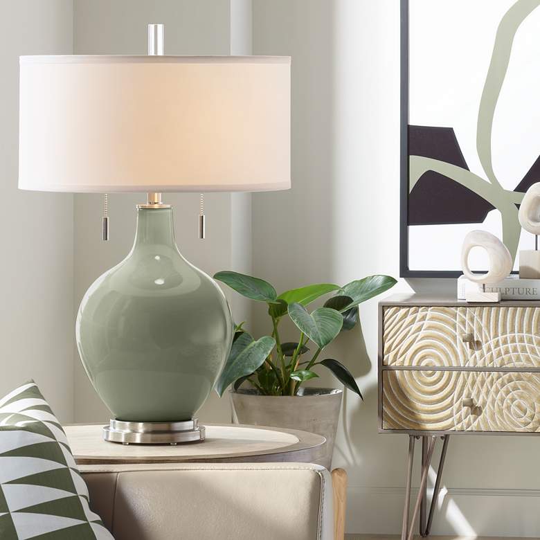 Image 1 Color Plus Toby Nickel 28" Evergreen Fog Green Table Lamp