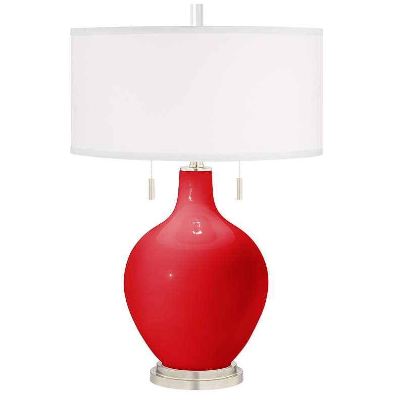 Image 3 Color Plus Toby Nickel 28 inch Modern Bright Red Table Lamp
