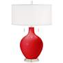 Color Plus Toby Nickel 28" Modern Bright Red Table Lamp in scene