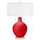 Color Plus Toby Nickel 28" Modern Bright Red Table Lamp