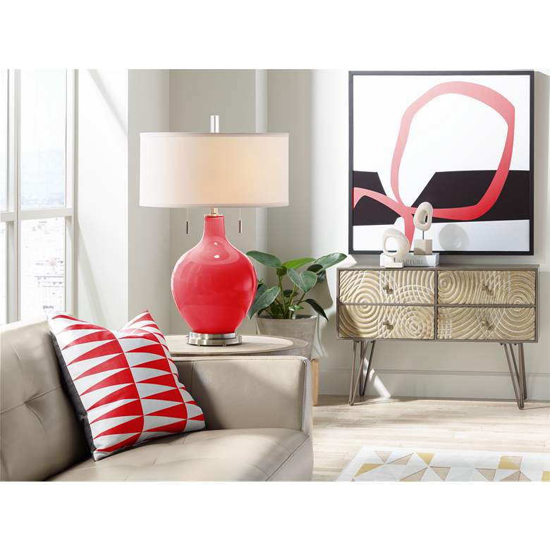 Image 4 Color Plus Toby Nickel 28" Modern Bright Red Table Lamp more views