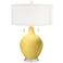 Color Plus Toby Nickel 28" Modern Daffodil Yellow Glass Table Lamp