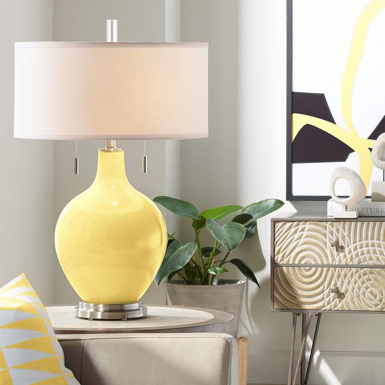 Image 1 Color Plus Toby Nickel 28" Modern Daffodil Yellow Glass Table Lamp