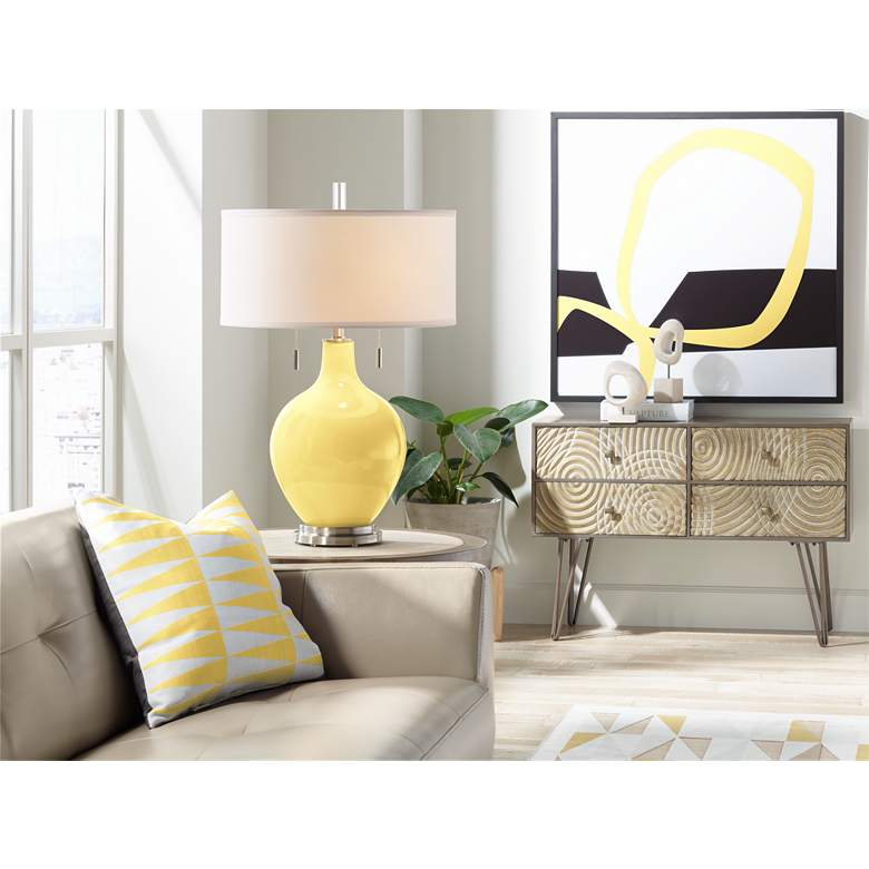 Image 3 Color Plus Toby Nickel 28" Modern Daffodil Yellow Glass Table Lamp more views
