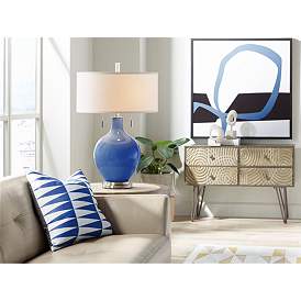 Image3 of Color Plus Toby Nickel 28" Modern Dazzling Blue Table Lamp more views