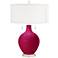 Color Plus Toby Nickel 28" Modern French Burgundy Red Table Lamp