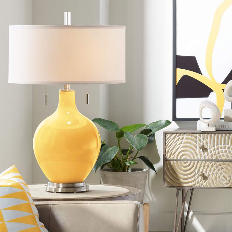 Image 1 Color Plus Toby Nickel 28" Modern Goldenrod Yellow Table Lamp