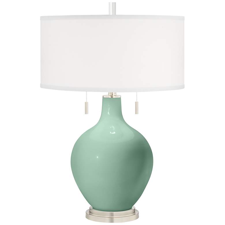 Image 3 Color Plus Toby Nickel 28 inch Modern Grayed Jade Green Table Lamp