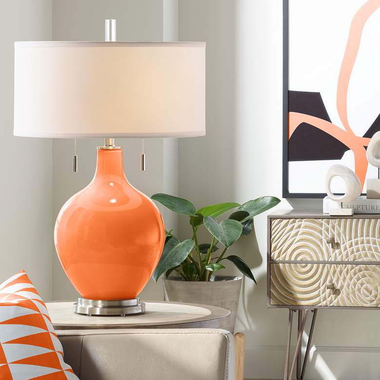 Image 1 Color Plus Toby Nickel 28 inch Modern Invigorate Orange Table Lamp