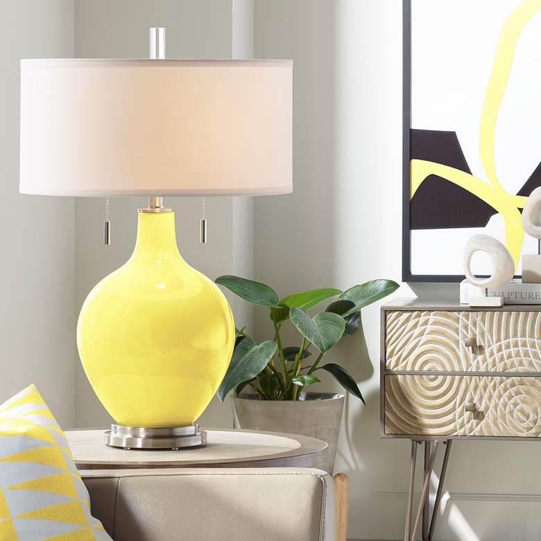 Image 1 Color Plus Toby Nickel 28" Modern Lemon Twist Yellow Table Lamp