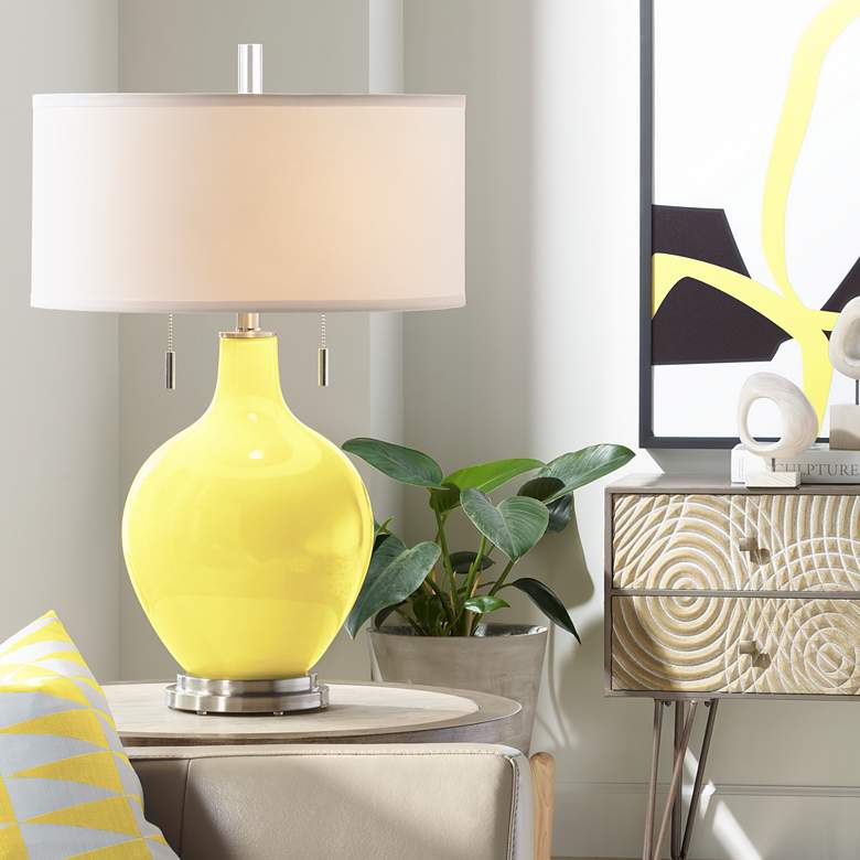 Image 1 Color Plus Toby Nickel 28 inch Modern Lemon Twist Yellow Table Lamp