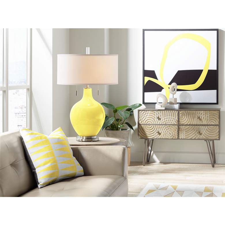 Image 3 Color Plus Toby Nickel 28" Modern Lemon Twist Yellow Table Lamp more views