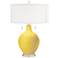Color Plus Toby Nickel 28" Modern Lemon Zest Yellow Table Lamp