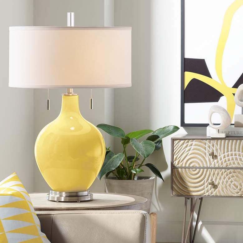 Image 1 Color Plus Toby Nickel 28 inch Modern Lemon Zest Yellow Table Lamp