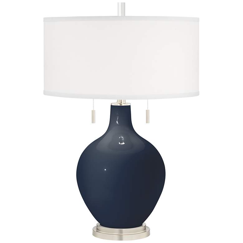 Image 2 Color Plus Toby Nickel 28 inch Modern Naval Blue Glass Table Lamp