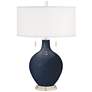 Color Plus Toby Nickel 28" Modern Naval Blue Glass Table Lamp