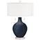 Color Plus Toby Nickel 28" Modern Naval Blue Glass Table Lamp