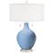 Color Plus Toby Nickel 28" Modern Placid Blue Table Lamp