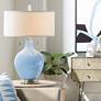 Color Plus Toby Nickel 28" Modern Placid Blue Table Lamp