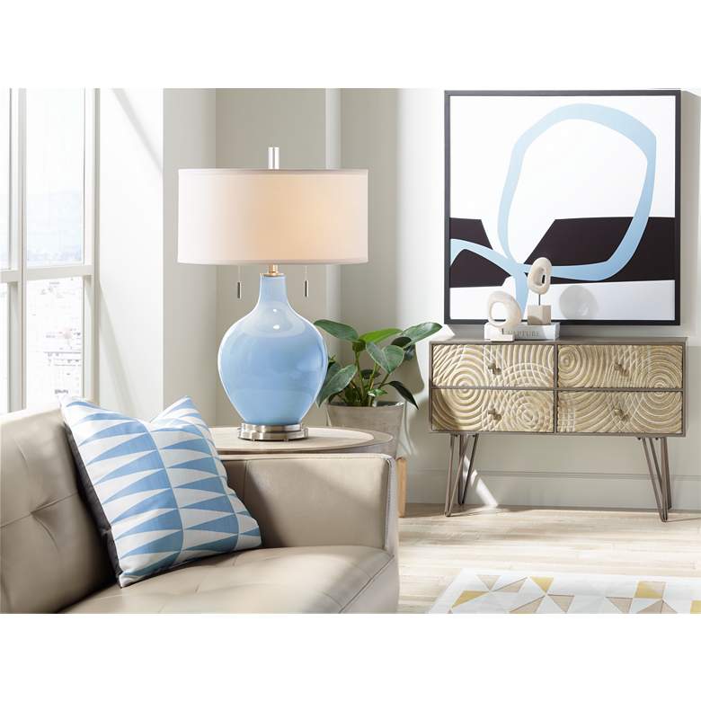 Image 3 Color Plus Toby Nickel 28" Modern Placid Blue Table Lamp more views