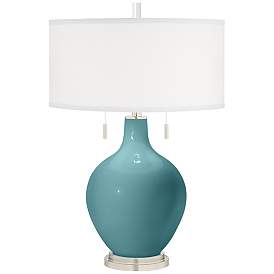 Image2 of Color Plus Toby Nickel 28" Modern Reflecting Pool Blue Table Lamp