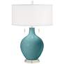 Color Plus Toby Nickel 28" Modern Reflecting Pool Blue Table Lamp