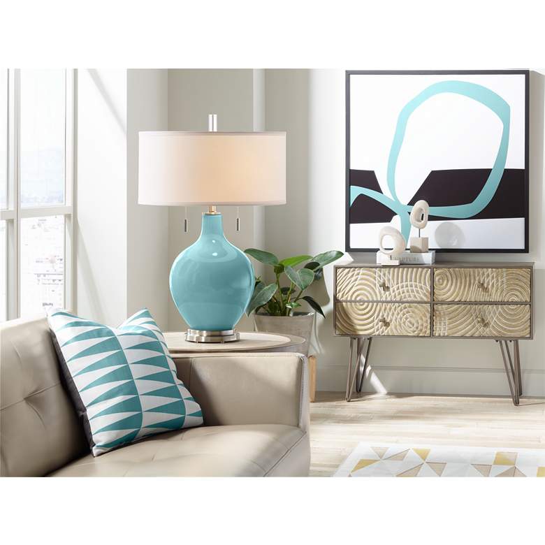 Image 3 Color Plus Toby Nickel 28" Modern Reflecting Pool Blue Table Lamp more views