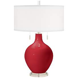Image2 of Color Plus Toby Nickel 28" Modern Ribbon Red Table Lamp