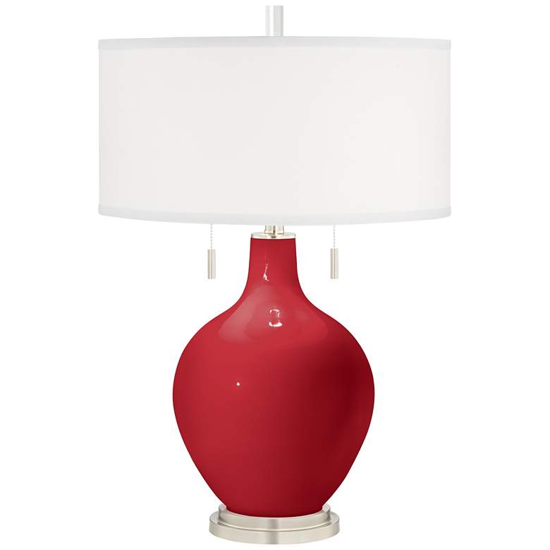Image 2 Color Plus Toby Nickel 28" Modern Ribbon Red Table Lamp