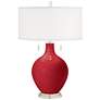 Color Plus Toby Nickel 28" Modern Ribbon Red Table Lamp