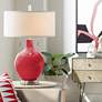 Color Plus Toby Nickel 28" Modern Ribbon Red Table Lamp