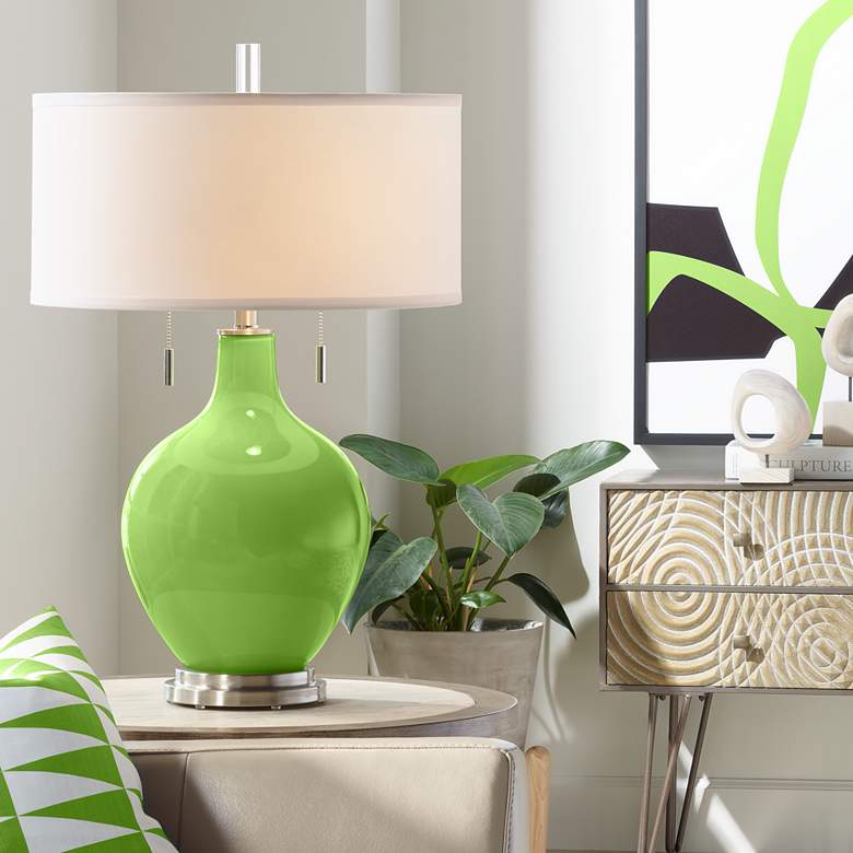 Image 1 Color Plus Toby Nickel 28" Modern Rosemary Green Table Lamp