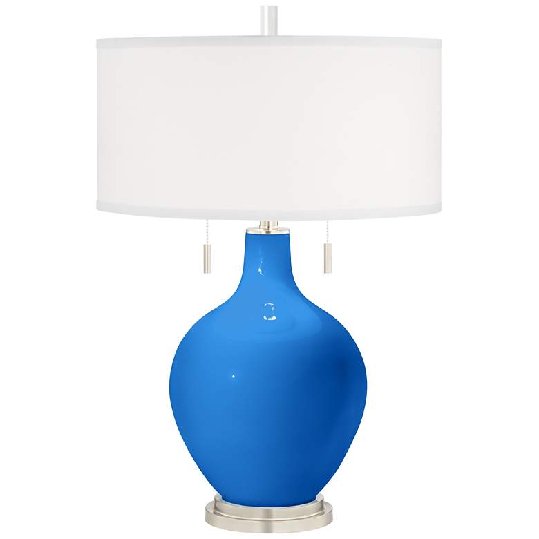 Image 2 Color Plus Toby Nickel 28 inch Modern Royal Blue Table Lamp
