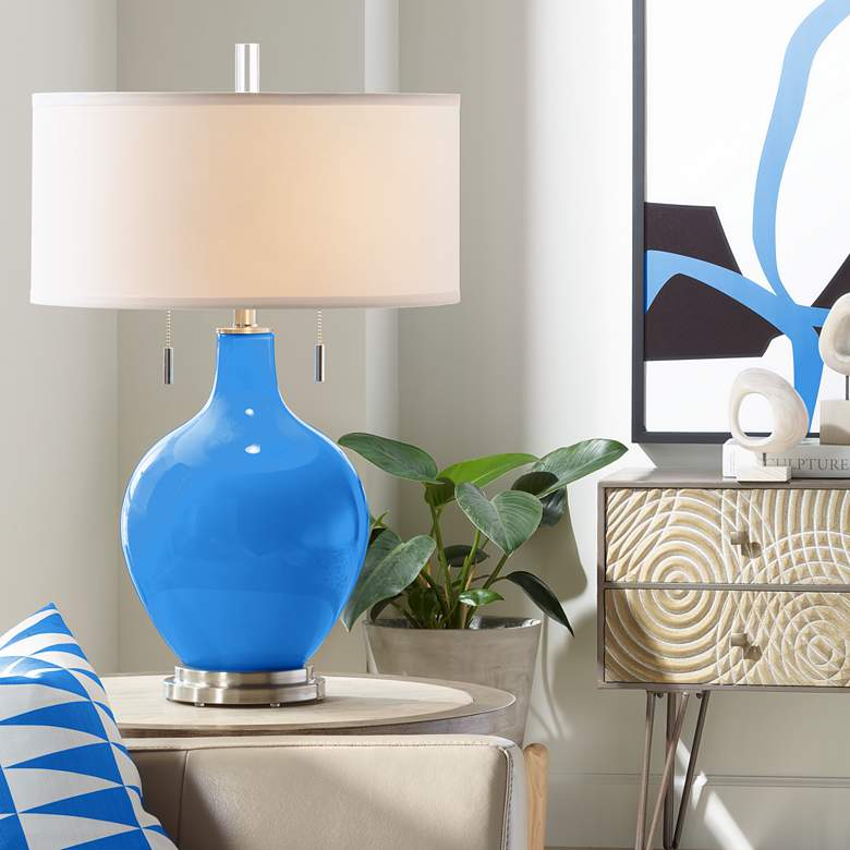 Image 1 Color Plus Toby Nickel 28 inch Modern Royal Blue Table Lamp