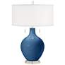Color Plus Toby Nickel 28" Regatta Blue Glass Table Lamp