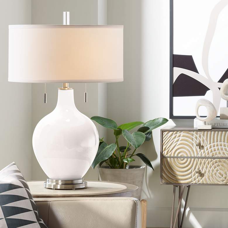 Image 1 Color Plus Toby Nickel 28" Smart White Glass Table Lamp