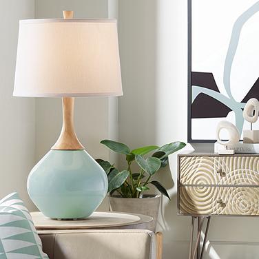 Color Plus Wexler 31" Aqua-Sphere Blue Modern Table Lamp