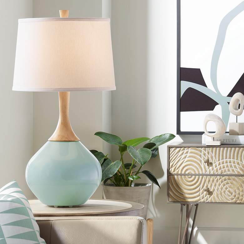 Image 1 Color Plus Wexler 31" Aqua-Sphere Blue Modern Table Lamp